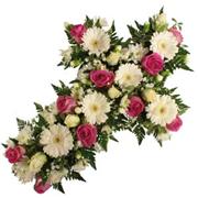 Pink &amp; white Funeral Tribute Cross