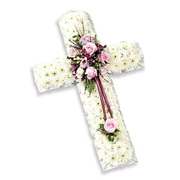 White Massed Cross with Corsages