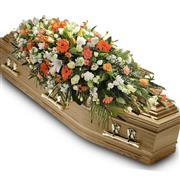 ORANGE &amp; WHITE CASKET SPRAY 