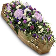 PURPLE &amp; WHITE CASKET SPRAY 