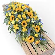 Sunflower Yellows &amp; Blue Casket Spray 